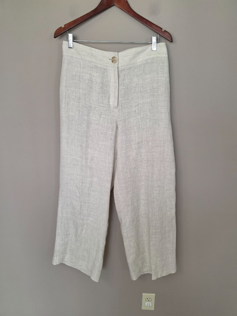 Talbots High Rise Wide Leg Linen Trouser Pants in Flax Size 16W NWOT - Picture 3 of 10